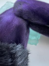 Royal Purple Seal Skin and Black Beaver Fur trimmed mitts - Size Medium