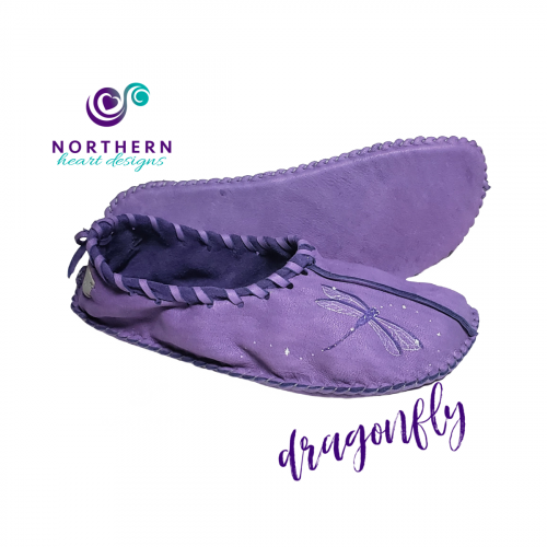 White and Purple Deerskin Ballet-Style Flats, Ladies size 6